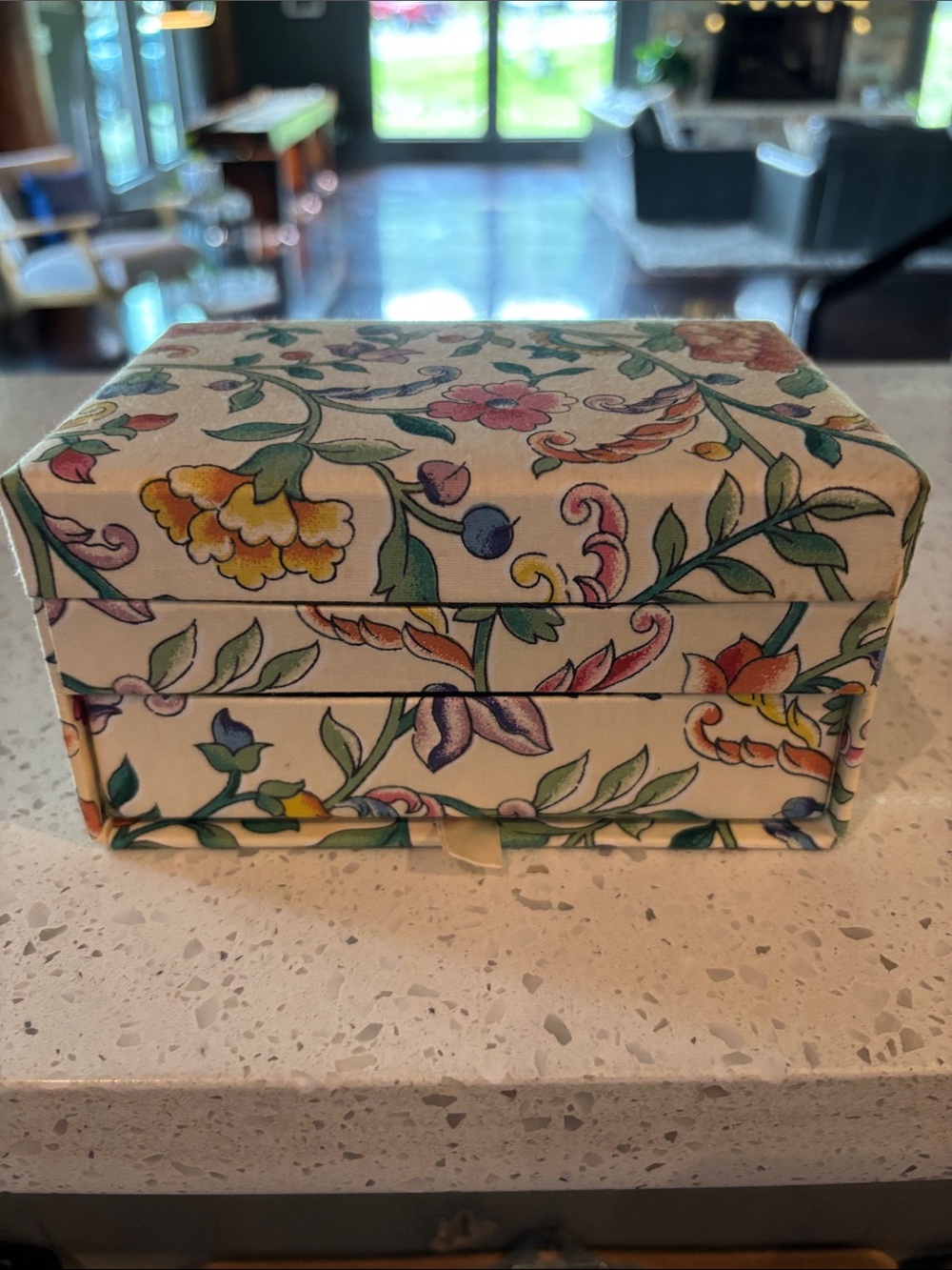 Vintage Renner Davis Floral Fabric Covered Handmade Jewelry Box "The Concord"